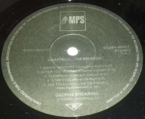 George Shearing Trio And Stéphane Grappelli - The Reunion | MPS Records (5D 064D-99457) - 4