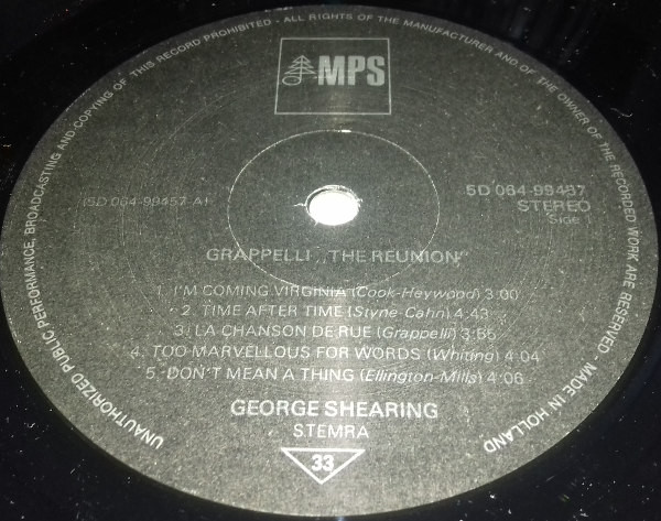 George Shearing Trio And Stéphane Grappelli - The Reunion | MPS Records (5D 064D-99457) - 3