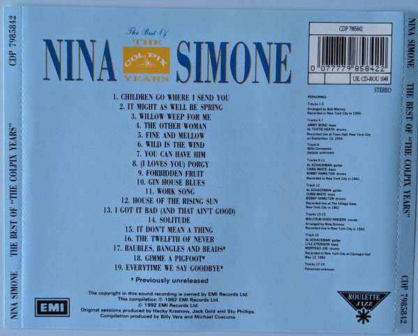 Nina Simone - The Best Of The Colpix Years | Roulette Jazz (CDP 7985842) - 2