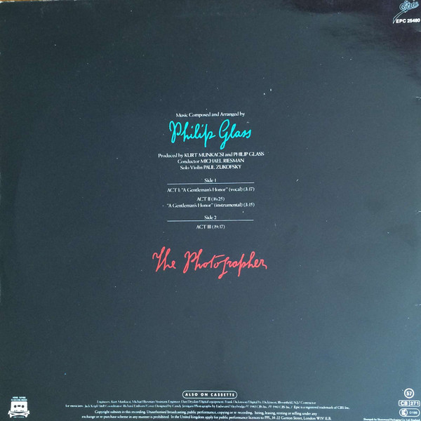 Philip Glass - The Photographer | Epic (EPC 25480) - 2