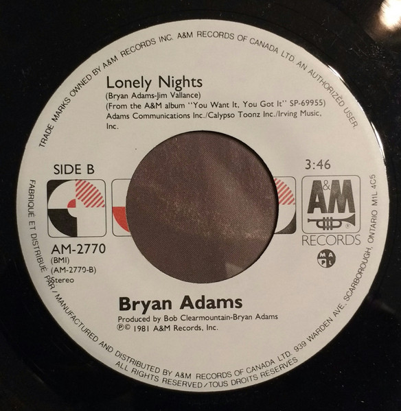 Bryan Adams - One Night Love Affair (7") [Vinyl] | A&M Records (AM-2770) - 4
