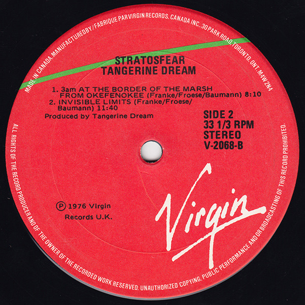 Tangerine Dream - Stratosfear [Vinyl] | Virgin (V 2068) - 4