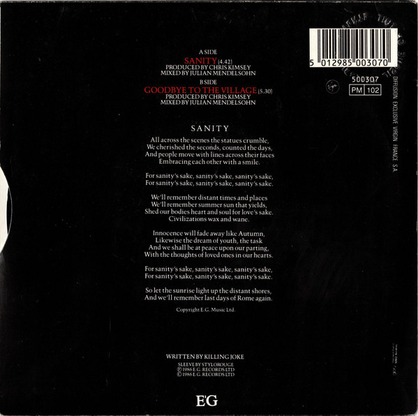 Killing Joke - Sanity | Virgin (500307) - 2