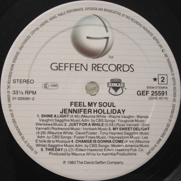 Jennifer Holliday - Feel My Soul | Geffen Records (GEF 25591) - 4