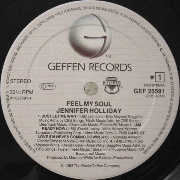 Jennifer Holliday - Feel My Soul | Geffen Records (GEF 25591) - 3
