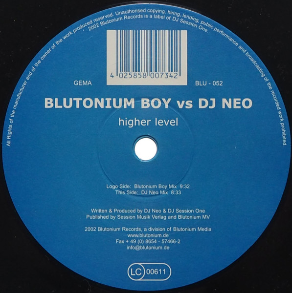 DJ Session One Presents Blutonium Boy Vs. DJ Neo - Higher Level | Blutonium Records (BLU-052) - 4
