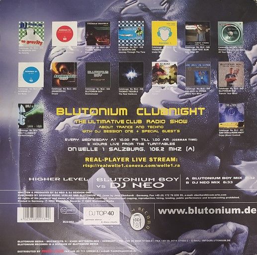 DJ Session One Presents Blutonium Boy Vs. DJ Neo - Higher Level | Blutonium Records (BLU-052) - 2