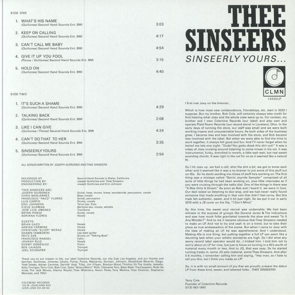 Thee Sinseers - Sinseerly Yours | Colemine Records (CLMN 12030LP) - 2 Thee Sinseers - Sinseerly Yours | Colemine Records (CLMN 12030LP) - 2