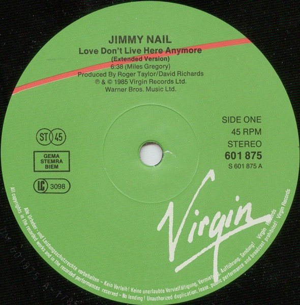 Jimmy Nail - Love Don't Live Here Anymore (Extended Version) | Virgin (601 875) - 3