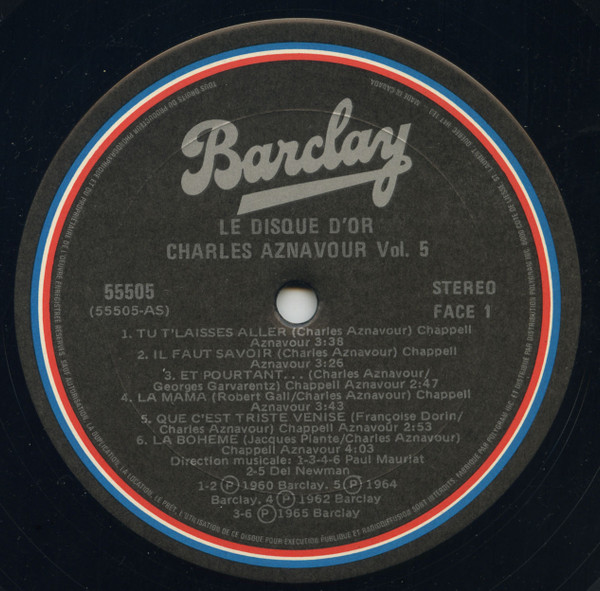 Charles Aznavour - Le Disque D'Or | Barclay (55505) - main