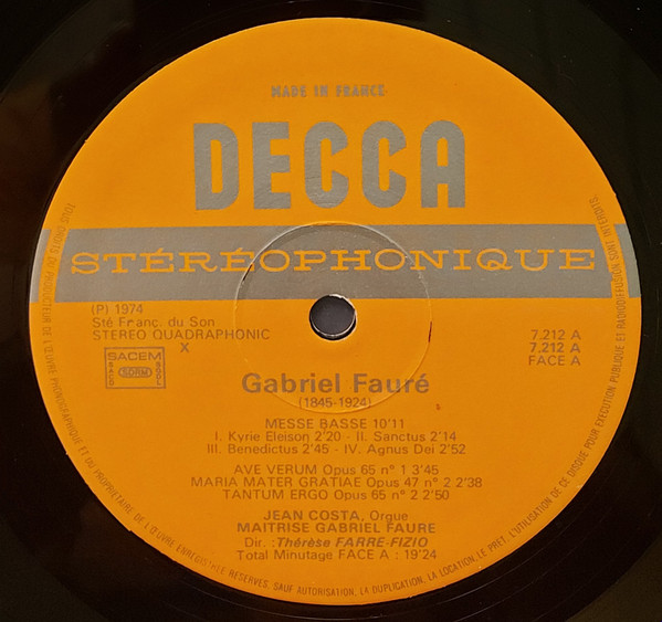 Gabriel Fauré / Francis Poulenc - La Maitrise Gabriel Fauré - Renouveau De La Musique Religieuse | Decca (7.212) - 3