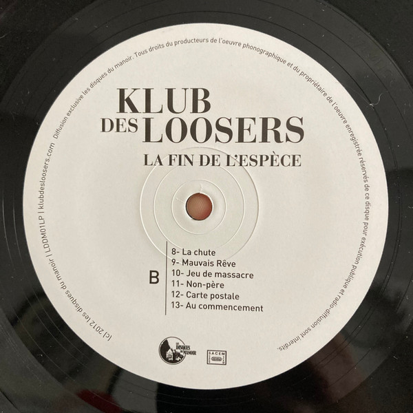 Klub des Loosers - La Fin De L'Espèce | Les Disques Du Manoir (LDDM01LP) - 3 Klub des Loosers - La Fin De L'Espèce | Les Disques Du Manoir (LDDM01LP) - 3