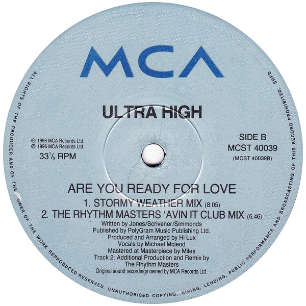Ultra High - Are You Ready For Love | MCA Records (MCST 40039) - 4