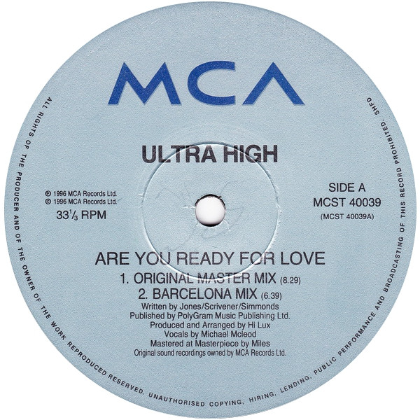 Ultra High - Are You Ready For Love | MCA Records (MCST 40039) - 3