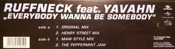 Ruffneck Feat. Yavahn - Everybody Wanna Be Somebody | Urban (URBDJ 2209) - 2