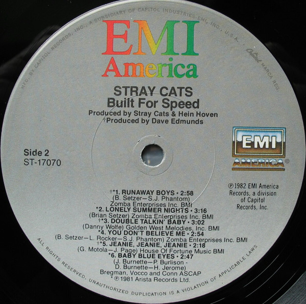Stray Cats - Built For Speed | EMI America (ST-17070) - 4