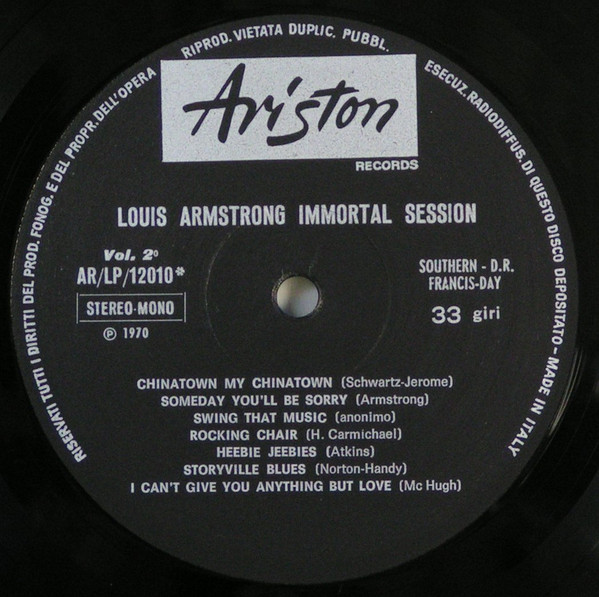 Louis Armstrong - Immortal Session Vol.2 | Ariston (AR/LP/12010) - 3 Louis Armstrong - Immortal Session Vol.2 | Ariston (AR/LP/12010) - 3