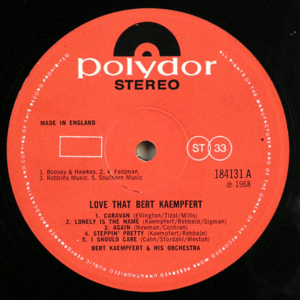 Bert Kaempfert - Love That Bert Kaempfert | Polydor (184 131) - 3