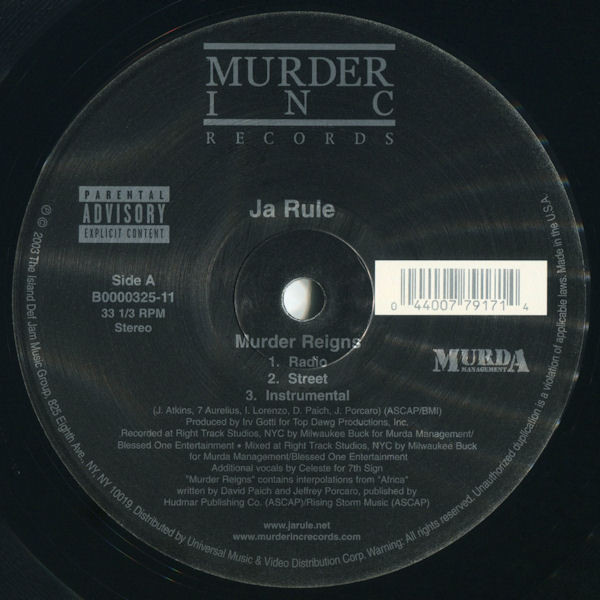 Ja Rule - Murder Reigns / Last Temptation | The Inc Records (B0000325-11) - 2