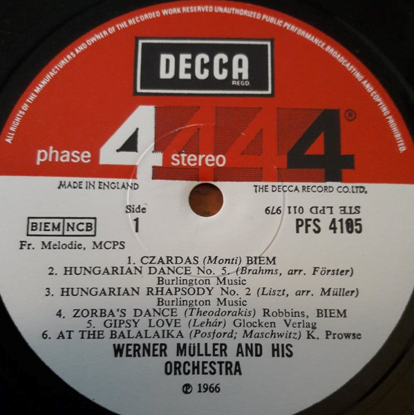 Werner Müller Und Sein Orchester - Gypsy! | Decca (PFS 4105) - 2
