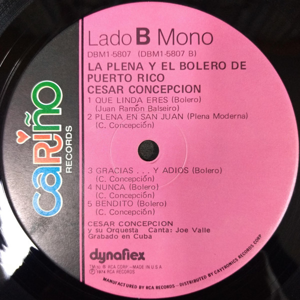 Cesar Concepcion - La Plena Y El Bolero De Puerto Rico | Cariño (DBM1-5807) - 4