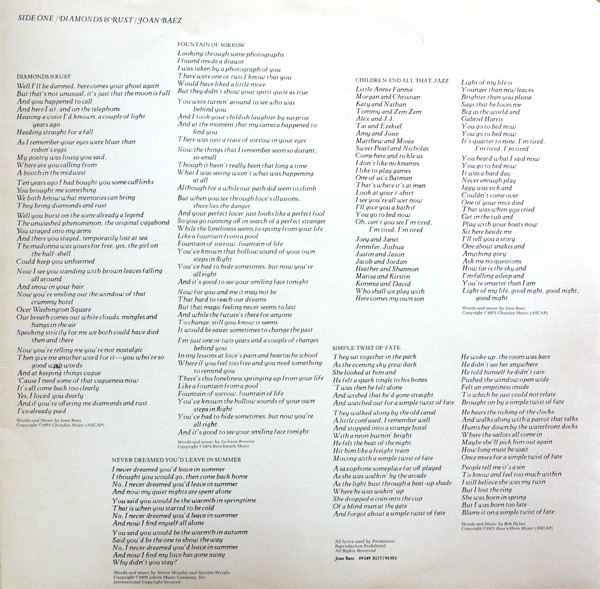 Joan Baez - Diamonds & Rust | A&M Records (89 049 XOT) - 3 Joan Baez - Diamonds & Rust | A&M Records (89 049 XOT) - 3