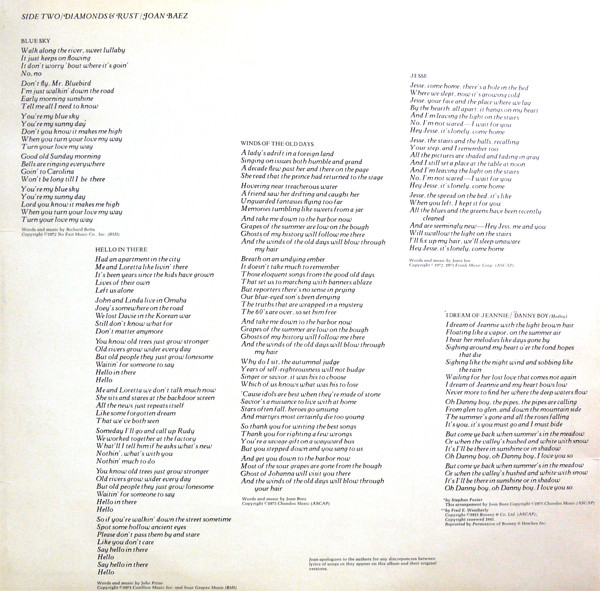 Joan Baez - Diamonds & Rust | A&M Records (89 049 XOT) - 4 Joan Baez - Diamonds & Rust | A&M Records (89 049 XOT) - 4