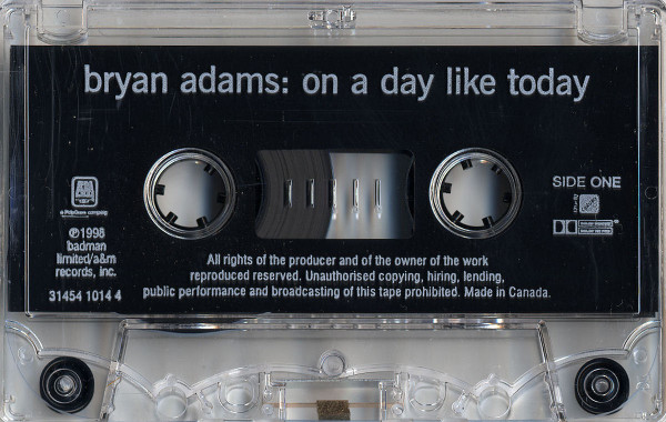 Bryan Adams - On A Day Like Today | A&M Records (31454 1014 4) - 3