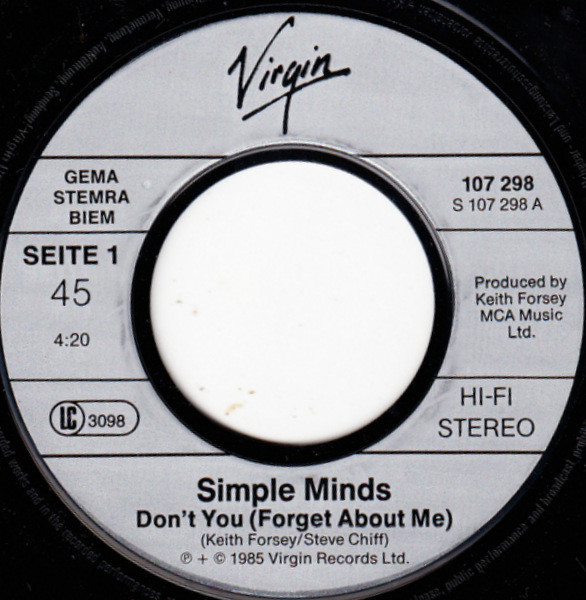 Simple Minds - Don't You (Forget About Me) | Virgin (107 298) - 3