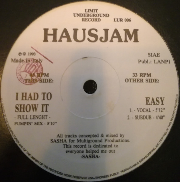 Hausjam - I Had To Show It | Limited Underground Records (LUR 006) - main Hausjam - I Had To Show It | Limited Underground Records (LUR 006) - main
