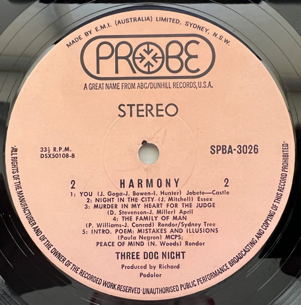 Three Dog Night - Harmony | Probe (SPBA-3026) - 4 Three Dog Night - Harmony | Probe (SPBA-3026) - 4