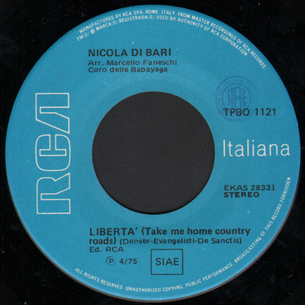 Nicola Di Bari - Sai Che Bevo Sai Che Fumo / Libertà | RCA (TPBO 1121) - 4