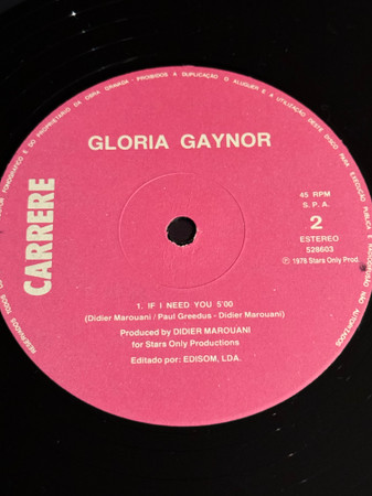 Gloria Gaynor - My Love Is Music / If I Need You | Carrere (528603) - 4