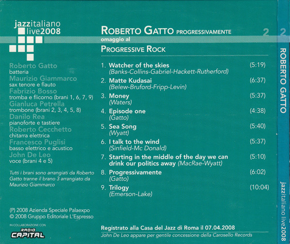 Roberto Gatto - Progressivamente - Omaggio Al Progressive Rock | Casa Del Jazz (CdJ3_02) - 2 Roberto Gatto - Progressivamente - Omaggio Al Progressive Rock | Casa Del Jazz (CdJ3_02) - 2
