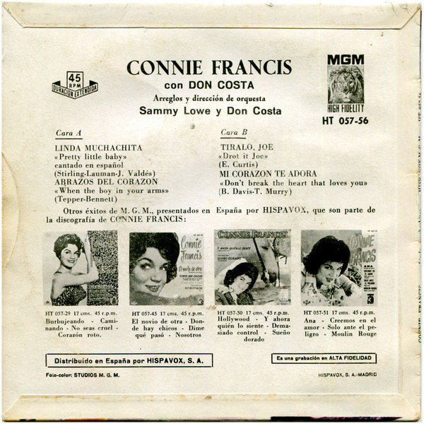 Connie Francis Con Don Costa - Linda Muchachita | MGM Records (HT 057-56) - 2 Connie Francis Con Don Costa - Linda Muchachita | MGM Records (HT 057-56) - 2