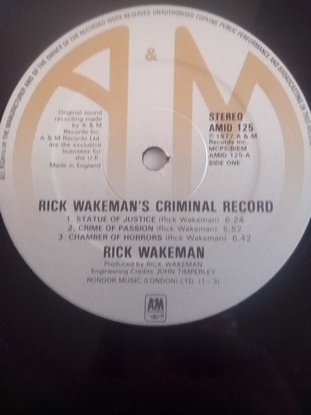 Rick Wakeman - Rick Wakeman's Criminal Record | A&M Records (AMID 125) - 4