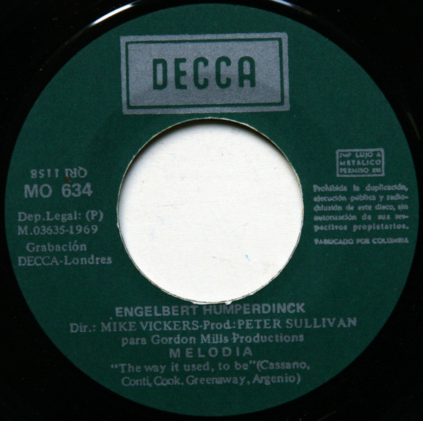 Engelbert Humperdinck - Melodía | Decca (MO 634) - 3
