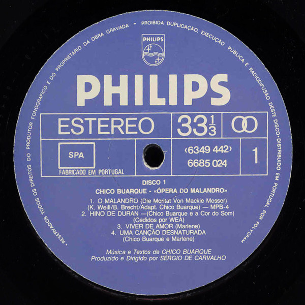 Chico Buarque - Ópera Do Malandro | Philips (6685 024) - 3 Chico Buarque - Ópera Do Malandro | Philips (6685 024) - 3