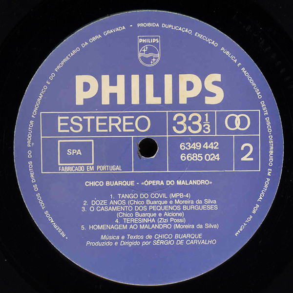 Chico Buarque - Ópera Do Malandro | Philips (6685 024) - 4 Chico Buarque - Ópera Do Malandro | Philips (6685 024) - 4