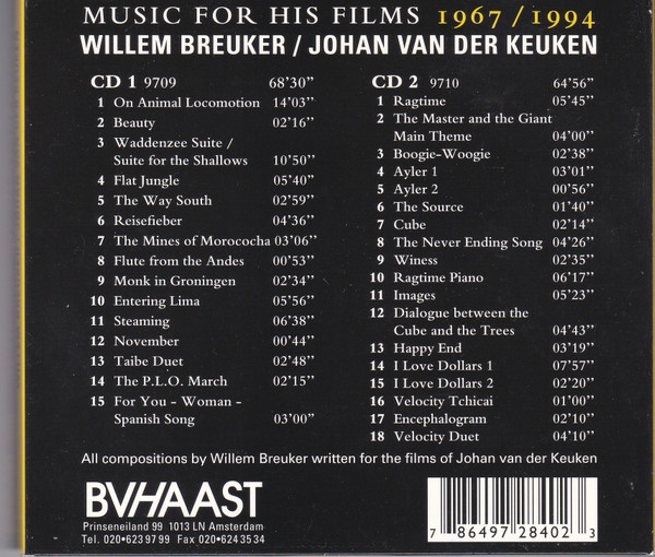 Willem Breuker , Johan van der Keuken - Music For His Films 1967 / 1994 | BV Haast Records (CD 9709 9710) - 3