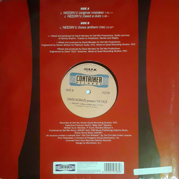 David Morales Presents The Face - Needin' U | Container Records (NM7085MX) - 2