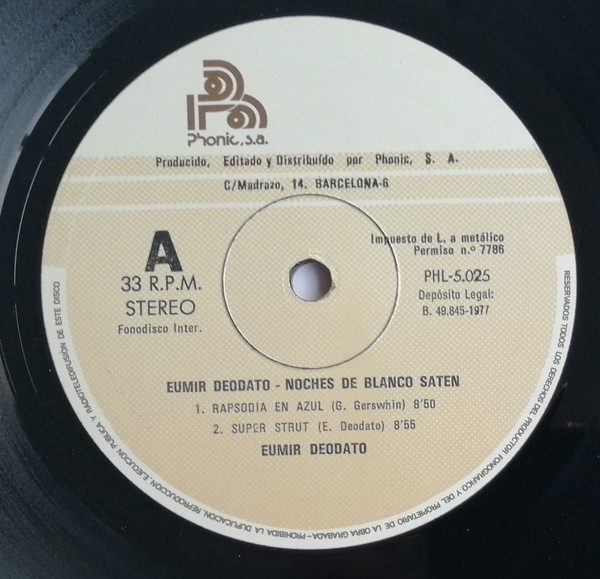 Eumir Deodato - Noches De Blanco Satén | Phonic (PHL-5.025) - 3