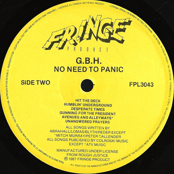 G.B.H. - No Need To Panic | Fringe Product (FPL3043) - 4