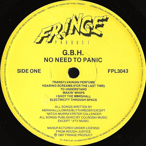G.B.H. - No Need To Panic | Fringe Product (FPL3043) - 3