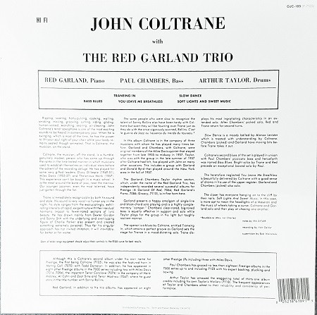 John Coltrane With The Red Garland Trio - Traneing In [Vinyl] | Original Jazz Classics (OJC-189) - 2
