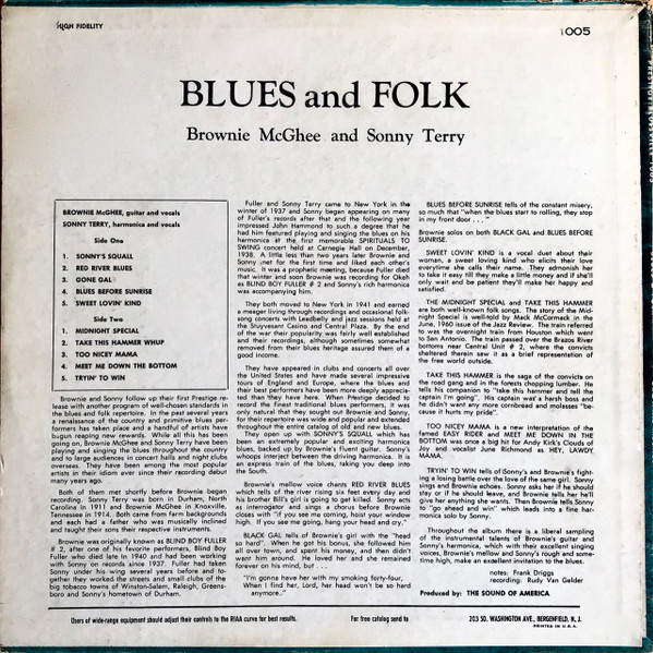 Sonny Terry & Brownie McGhee - Blues & Folk | Prestige Bluesville (PR 1005) - 2 Sonny Terry & Brownie McGhee - Blues & Folk | Prestige Bluesville (PR 1005) - 2