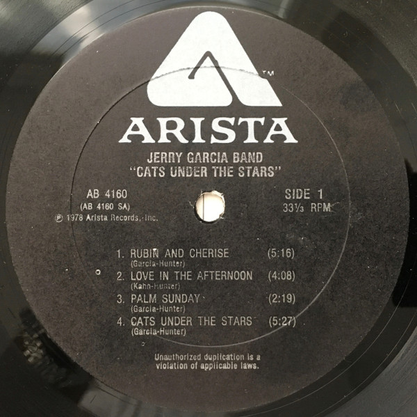 The Jerry Garcia Band - Cats Under The Stars | Arista (AB-4160) - 3