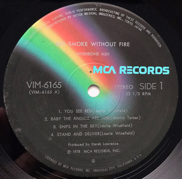 Wishbone Ash = Wishbone Ash - No Smoke Without Fire = 因果律 | MCA Records (VIM-6165) - 4