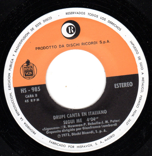Drupi - Canta En Español Marcho Lejos = Vado Via | Ricordi (HS 985) - 4