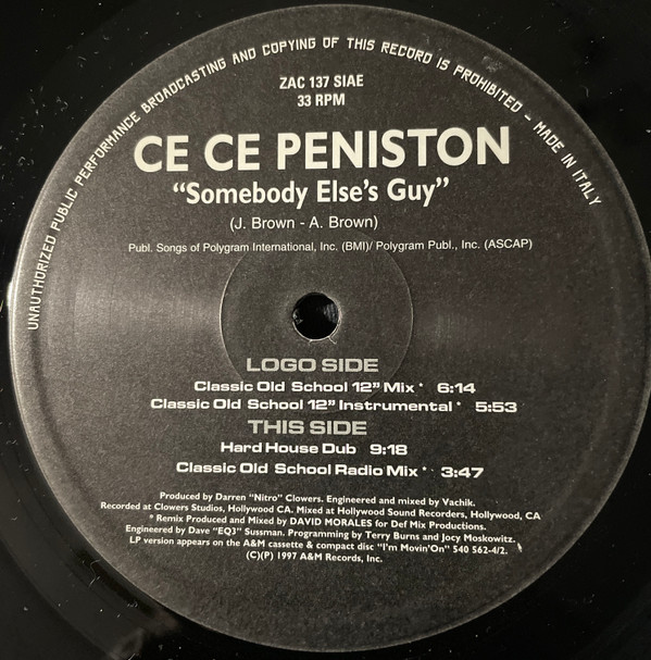 Ce Ce Peniston - Somebody Else's Guy | Zac Records (ZAC 137) - 2